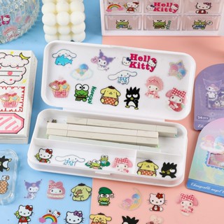 SANRIO สติกเกอร์ฉลาก ลายการ์ตูนอนิเมะ Hello Kitty Mymelody Kuromi และ Cinnamoroll สําหรับติดตกแต่งสมุดโน้ต ของขวัญวันเกิด 24 ชิ้น