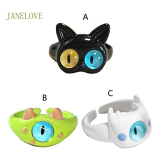 Jlove แหวนเรซิ่น รูปมอนสเตอร์ แมวน่ารัก สามสี น้ําหนักเบา เครื่องประดับ สําหรับผู้หญิง คู่รัก ฤดูร้อน