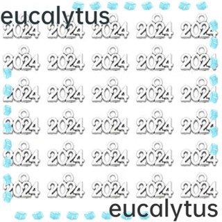 Eucalytus1 ชุดจี้ตัวเลข อัลลอย สีเงิน สําหรับทําเครื่องประดับ 2024 2024