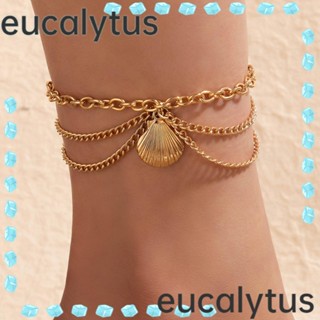 Eucalytus1 สร้อยข้อมือโซ่ชายหาด สีทอง สีเงิน 3 ชิ้น