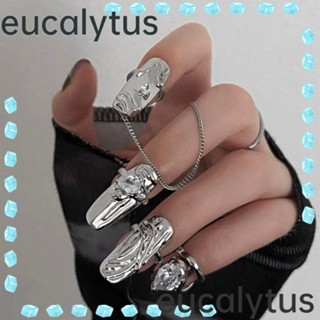 Eucalytus1 แหวนนิ้วมือ สีเงิน สําหรับตกแต่งเล็บ