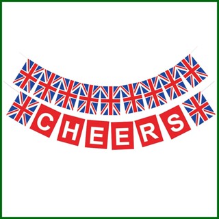 ธงแบนเนอร์ ลาย Union Jack Flag Banner British Party Garland Cheers 2022 สไตล์อังกฤษ สําหรับตกแต่งบ้าน