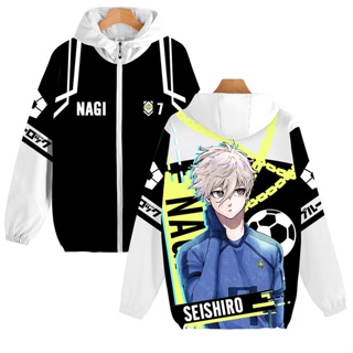 Star3 เสื้อแจ็กเก็ตคอสเพลย์ แขนยาว มีซิป ลาย Reo Nagi Seishirou 3D สีฟ้า แฟชั่นสําหรับผู้ชาย และผู้หญิง