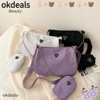 Okdeals กระเป๋าถือ กระเป๋าสะพายไหล่ แต่งสายโซ่คล้อง แฟชั่นสําหรับสตรี