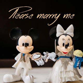 Marry Me ตุ๊กตาฟิกเกอร์ Pvc รูปการ์ตูนดิสนีย์ มิกกี้เมาส์ มินนี่เมาส์ ขนาด 13 ซม. สําหรับตกแต่งเค้ก งานแต่งงาน 2 ชิ้น ต่อชุด