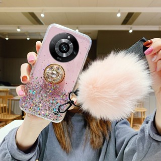 เคสโทรศัพท์มือถือ Tpu นิ่ม ประดับพลอยเทียม หรูหรา พร้อมสายคล้อง สําหรับ Realme 11 Pro Plus Pro+ 5G