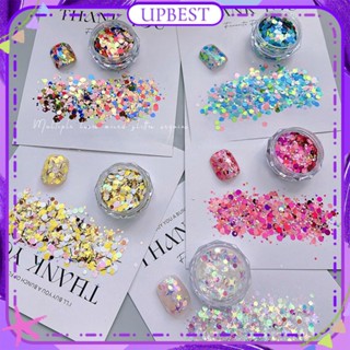 ♕ 1 Box Nail Art Ultra-thin Sequins Jewelry Love Laser Gradient Glitter Round Mixed Nail Accessories Spring Summer Nail Art For Nail Shop 6g UPBEST