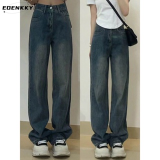 EOENKKY กางเกงขายาว กางเกงยีสน์ผู้หญิง ทรงหลวม ๆ ตรง Retro Hip Hop Pants 2023 NEW Style  พิเศษ สบาย Korean Style High quality A27L0AS 36Z230909