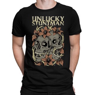 เสื้อยืด พิมพ์ลายหัวกะโหลก Unlucky Stuntman สําหรับผู้ชาย