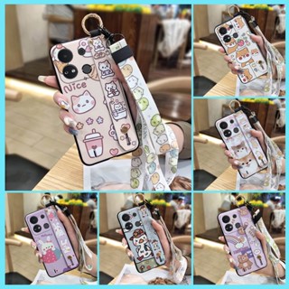 ring Phone Holder Phone Case For Itel A04/A632w Wristband Durable Silicone Anti-dust Cartoon Back Cover Wrist Strap Cute