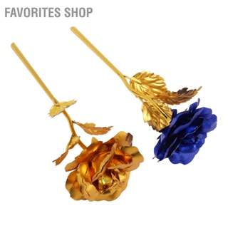 Favorites Shop 2 pcs 24 K Golden Rose Gold Plating ดอกกุหลาบประดิษฐ์พร้อมกล่องของขวัญสำหรับแม่แฟน