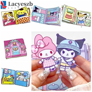 Lacyeszb หนังสือสติกเกอร์ แฮนด์เมด เสียงเงียบ ลาย Cinnamoroll Kuromi สําหรับเด็ก