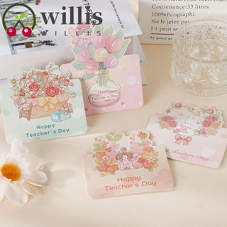 Willis การ์ดข้อความ Happy Teachers Day แบบพับได้ สําหรับตกแต่ง DIY 10 ชิ้น