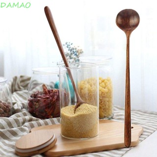 Damao ช้อนไม้ธรรมชาติ ด้ามจับยาว สําหรับคนผสมอาหาร