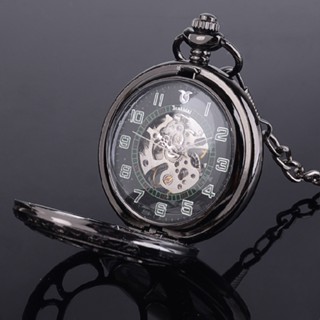 Lianli Antique Steampunk Hollow Flower Arabic Numerals Mechanical Pocket Watch