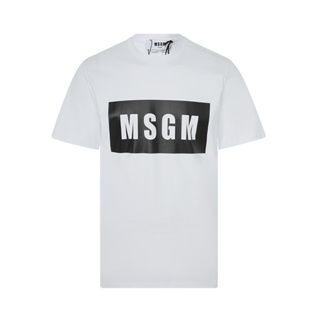 Msgm เสื้อยืดลําลอง แขนสั้น คอกลม พิมพ์ลายโลโก้ monogram เรียบง่าย สําหรับผู้ชาย