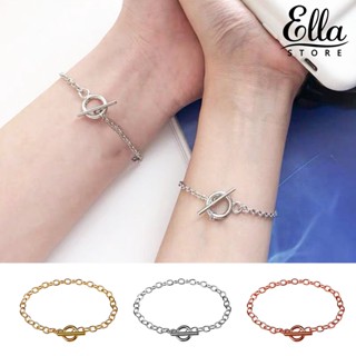 Ellastore123 สร้อยข้อมือโซ่ กันสนิม กลวง สีสดใส แฟชั่นสําหรับผู้ชาย ผู้หญิง 2 ชิ้น