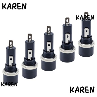 Karen ซ็อกเก็ตฟิวส์ แผงพลาสติก ทองแดง 10A 250V แบบพกพา สีดํา สําหรับช่างไฟฟ้า 5 ชิ้น