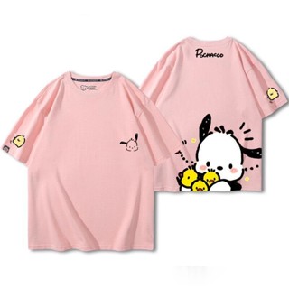 Sanrio เสื้อยืดแขนสั้นทรงหลวมสําหรับผู้ชายและผู้หญิง