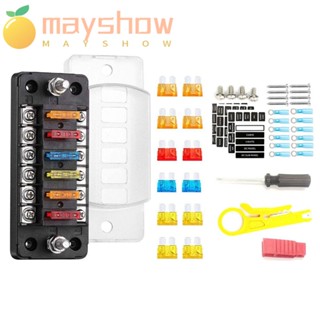 Mayshow ที่จับฟิวส์ใบมีด 12V 32V พร้อมไฟแสดงสถานะ LED สําหรับรถบรรทุก รถบัส พลาสติก