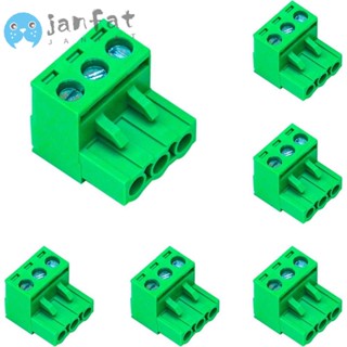 Janfat บล็อกขั้วต่อ PCB สกรู PCB ตัวผู้ ตัวเมีย 3 พิน สีเขียว 5.08 มม. 6 ชิ้น