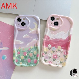 Amk เคสโทรศัพท์มือถือ แบบใส ลายดอกไม้สีม่วง 3D สําหรับ OPPO A96 A76 A17 A17K A16K A16E A16 A15 A15S A94 A93 A78 A74 A95 A57 A58 A54 A5 A9 Reno 10 pro plus 8T 7Z 7 8 6 5 lite 5G เคส STNYK