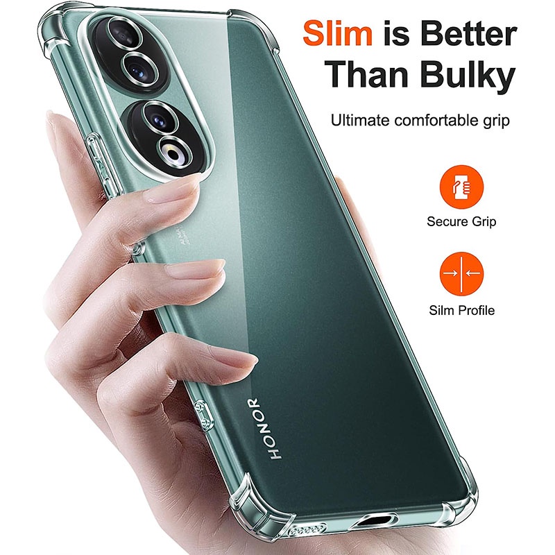 Honor 90 5Gเคสโทรศัพท์ใสสําหรับHuawei Honor 90 70 50 Lite 60 80 Pro SEถุงลมนิรภัยกันกระแทกปลอกบางเฉียบTPUซิลิโคนปกหลัง