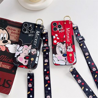 Lwy เคสโทรศัพท์มือถือแบบนิ่ม ลายการ์ตูนมิกกี้ มินนี่เมาส์ พร้อมสายคล้องคอ สําหรับ Xiaomi Redmi 5 5A 6 6A 7 7A 8A Pro 8A 8 9 9A 9C 10 10C 12C K30 K20 Pro Mi 10 Pro Mi 8 Mi 9 Mi CC9e Poco M2 เคส