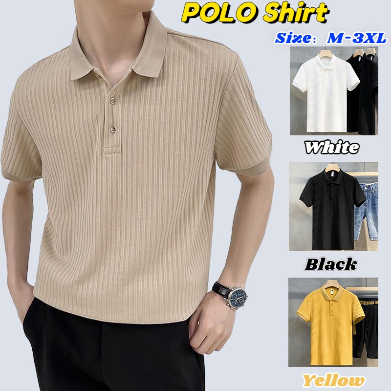 เสื้อโปโลแขนสั้น ลายทาง แฟชั่นฤดูร้อน สําหรับผู้ชาย