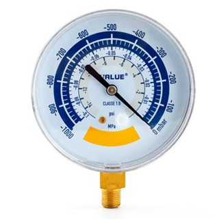 ไมครอนเกจ เกจวัดแรงดัน Vacuum Gauge VALUE แบบเข็ม เกจวัดสูญญากาศ เกจลมดูด เกจปั๊มลมเครื่องรีดนม เกจแรงดันลบ 63mm