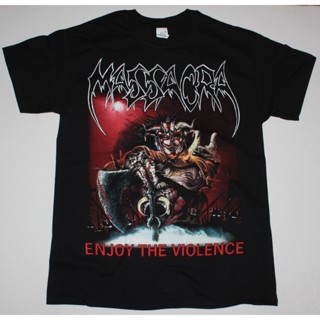 T-shirt Macra ENJOY THE VIOLENCE DEATH THRASH METAL LOUDBLAST ใหม่ เสื้อยืด สีดํา S-5XL