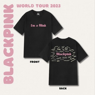 เสื้อยืดแขนสั้นลําลอง ผ้าฝ้าย ทรงหลวม พิมพ์ลาย KPOP BLACKPINK World Tour แฟชั่นฤดูร้อน สไตล์เกาหลี ฮาราจูกุ สําหรับผู้ชา