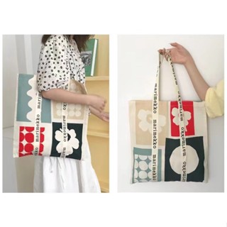 ikea marimekko New กระเป๋า marimekko Tote Bag ของแท้ 100% /กระเป๋าผ้าใบ กระเป๋าสะพายข้าง กระเป๋าช้อปปิ้ง 70th กระเป๋าสะพายไหล่ ผ้าแคนวาส ลายดอกไม้ ความจุขนาดใหญ่ แบบพกพา