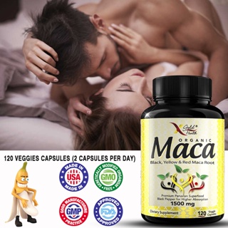 แคปซูลผงราก Maca อินทรีย์สีดำ, สีแดง, สีเหลืองที่แข็งแกร่งที่สุด 1500mg Peruvian Maca Gel สำหรับพลังงาน, ประสิทธิภาพและอ