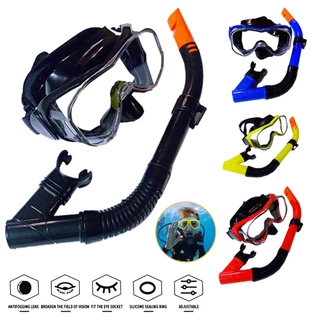 หน้ากากดําน้ําตื้น Scuba Snorkeling Mask แว่นตาว่ายน้ำสำหรับดำน้ำมุมกว้างพร้อมระบบหายใจแบบแห้ง