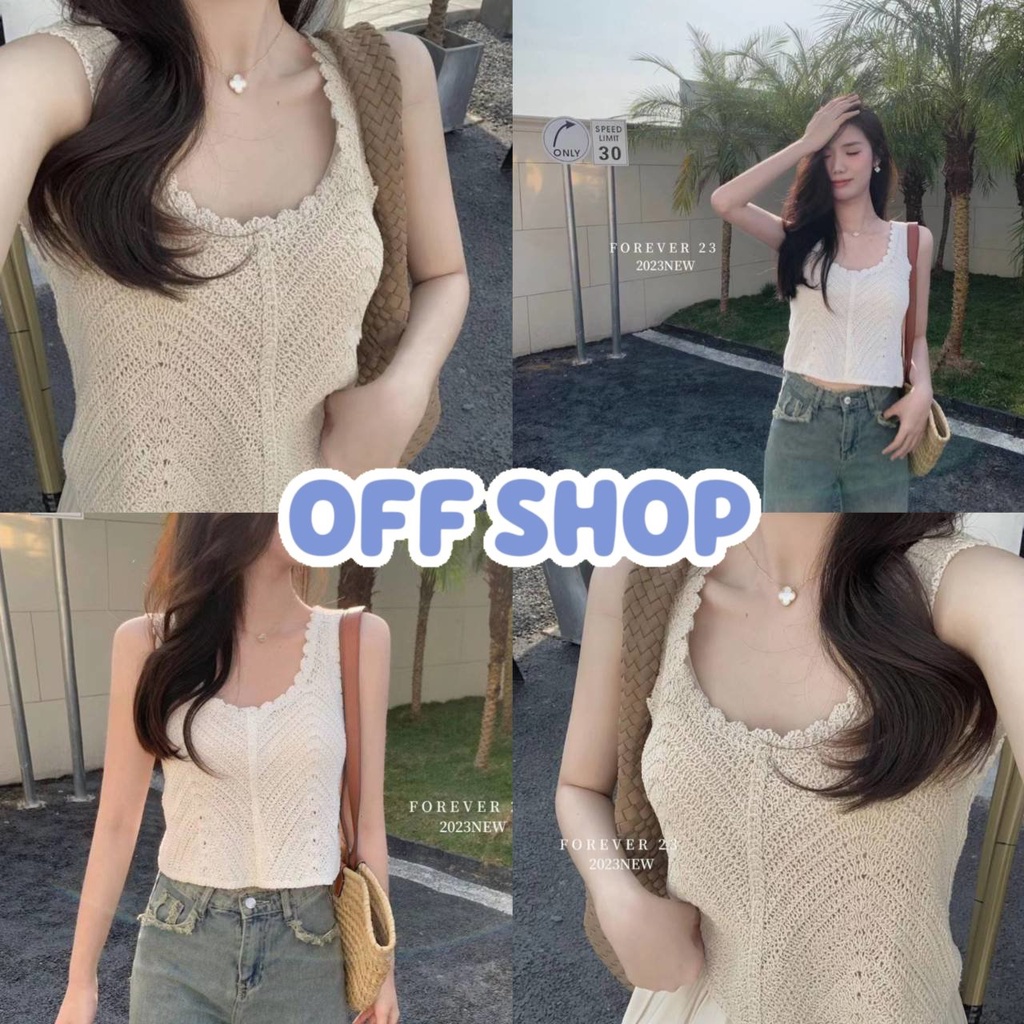 OFF SHOP 🥻ใหม่ 2026  เสื้อกล้ามถักไหมพรมแขนกุด น่ารักใส่สบายสไตล์เกาหลี 42057