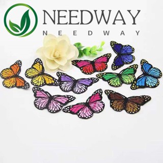 Needway แผ่นแพทช์รีดติดเสื้อผ้า พิมพ์ลายผีเสื้อ ซักล้างได้ DIY สําหรับเย็บติดเสื้อผ้า กระเป๋า เสื้อยืด