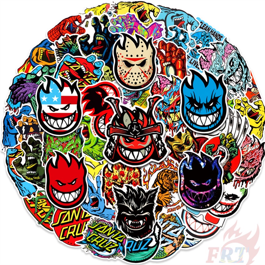 50Pcs/Set HipHop Spitfire & Santa Cruz Series 01 Stickers Waterproof DIY Fashion Decals Doodle Stickers