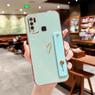 เคสโทรศัพท์ซิลิโคน กันกระแทก ลายหัวใจ หรูหรา พร้อมขาตั้ง สําหรับ Vivo Y50 Y30 Y30i 1935 1938