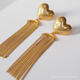 [0413] Gift Entry Lux Accessible Luxury French Gentle Designer Original Tassel Earrings Heart Shape Long Fringe Gold Retro Gold Plated Rhinestone Earrings Female UV7Z