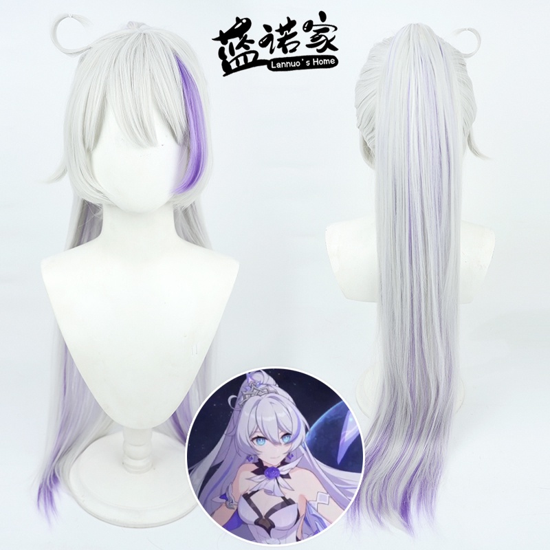 Honkai Impact 3 Kiana Kaslana คอสเพลย์วิกผมเงินยาว