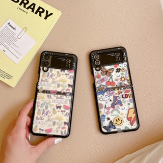 【สวัสดีฤดูร้อน】เคสโทรศัพท์มือถืออะคริลิคใส กันหล่น ไฮเอนด์ เรียบง่าย สําหรับ Samsung Galaxy Z Flip3 Zflip4