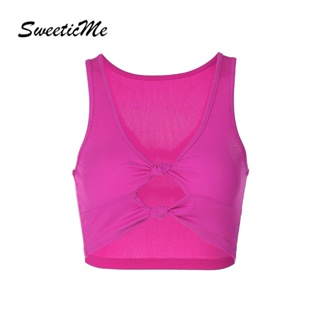 Sweeticme เสื้อกล้ามครอป คอวี เข้ารูป เซ็กซี่ สีพื้น แฟชั่นสําหรับผู้หญิง 2023