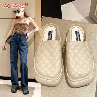 AOKANG แฟชั่นใหม่เป่าโถวผู้หญิงรองเท้าเดี่ยวสบาย loafers แบนลื่นบน