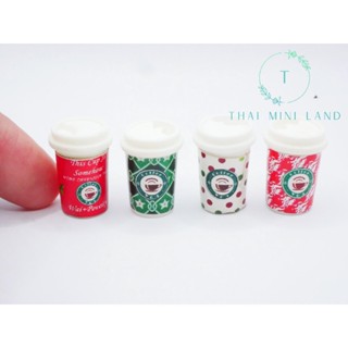 แก้วกาแฟจิ๋ว (ราคา/ชิ้น) ลายเทศกาลคริสต์มาส  แก้วจิ๋ว เครื่องดื่ม christmas