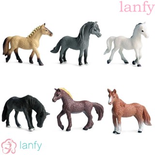 Lanfy ตุ๊กตาฟิกเกอร์ รูปม้าป่า ของเล่นสําหรับเด็ก เก็บสะสม 6 ชิ้น ต่อชุด