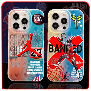 เคสโทรศัพท์มือถือ ซิลิโคนแข็ง TPU ผิวด้าน กันกระแทก ลาย NBA AJ Kobe หรูหรา สีเงิน คุณภาพสูง สําหรับ iPhone 12 13 14 Pro Max 11 14 Plus