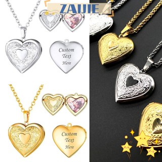 ZAIJIE Gift Necklace Fashion Pendant Photo Picture Locket Chain Lover Friend Men Women Jewelry Heart Shaped/Multicolor