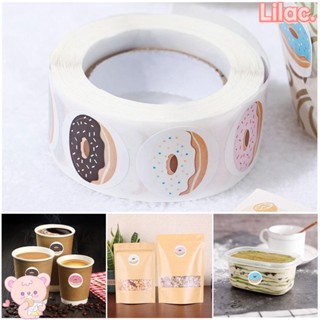 Lilac สติ๊กเกอร์ Diy ลายโดนัทมีกาวในตัวสําหรับติดตกแต่งกล่องขนมปังเค้ก 500ชิ้น