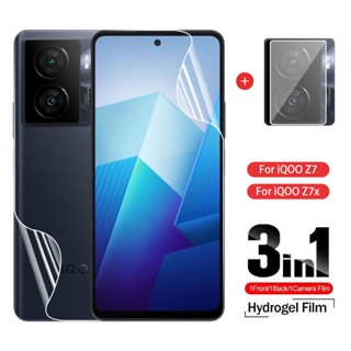 3in1 ฟิล์มไฮโดรเจลนิ่ม กันรอยหน้าจอกล้อง ด้านหลัง สําหรับ iQOO Z7 Z7x 5G iq00 2023